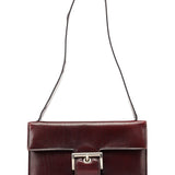 Prada Burgundy Llama Leather Buckle Shoulder Bag