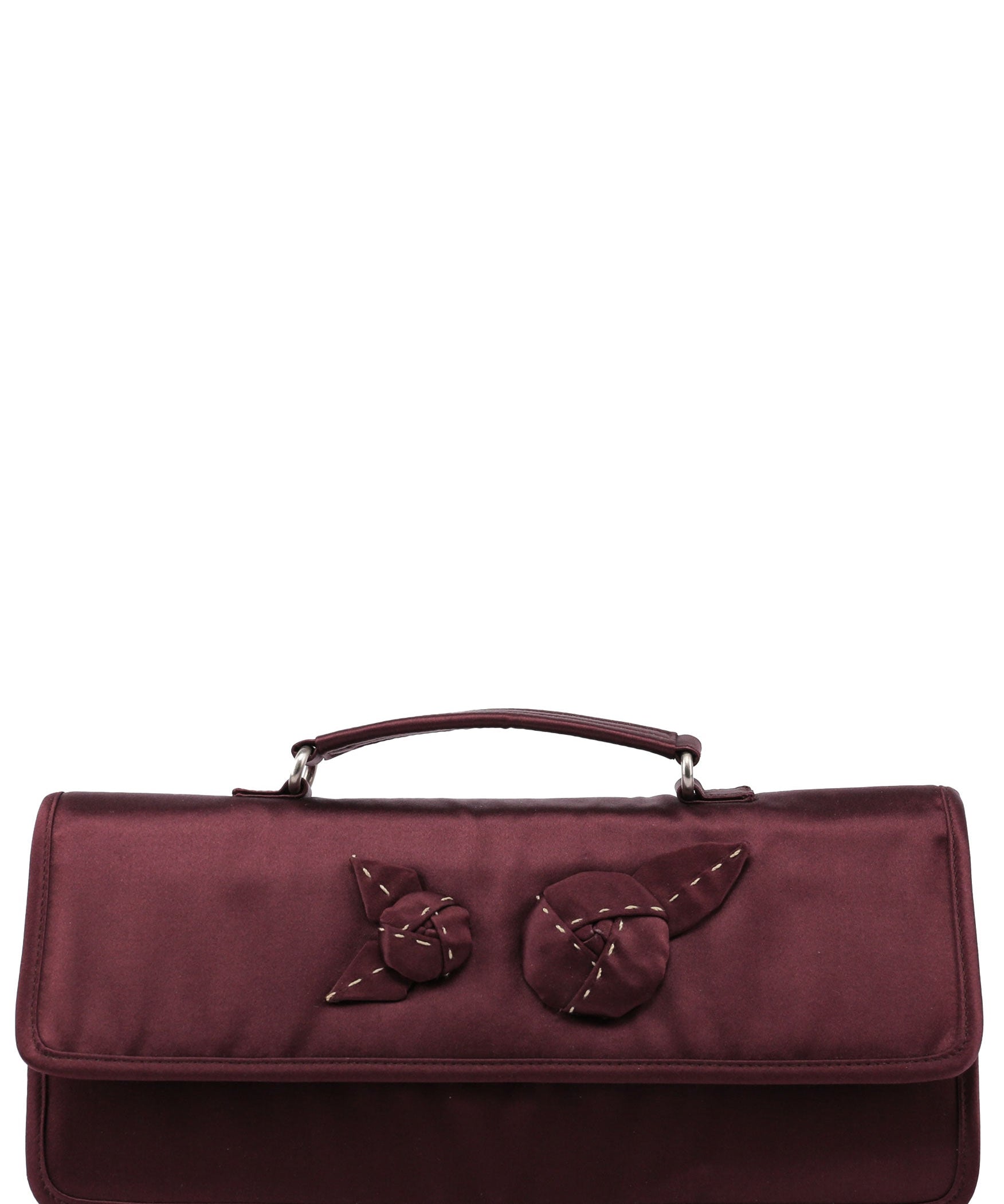 Prada Burgundy Raso Satin Top Handle Bag