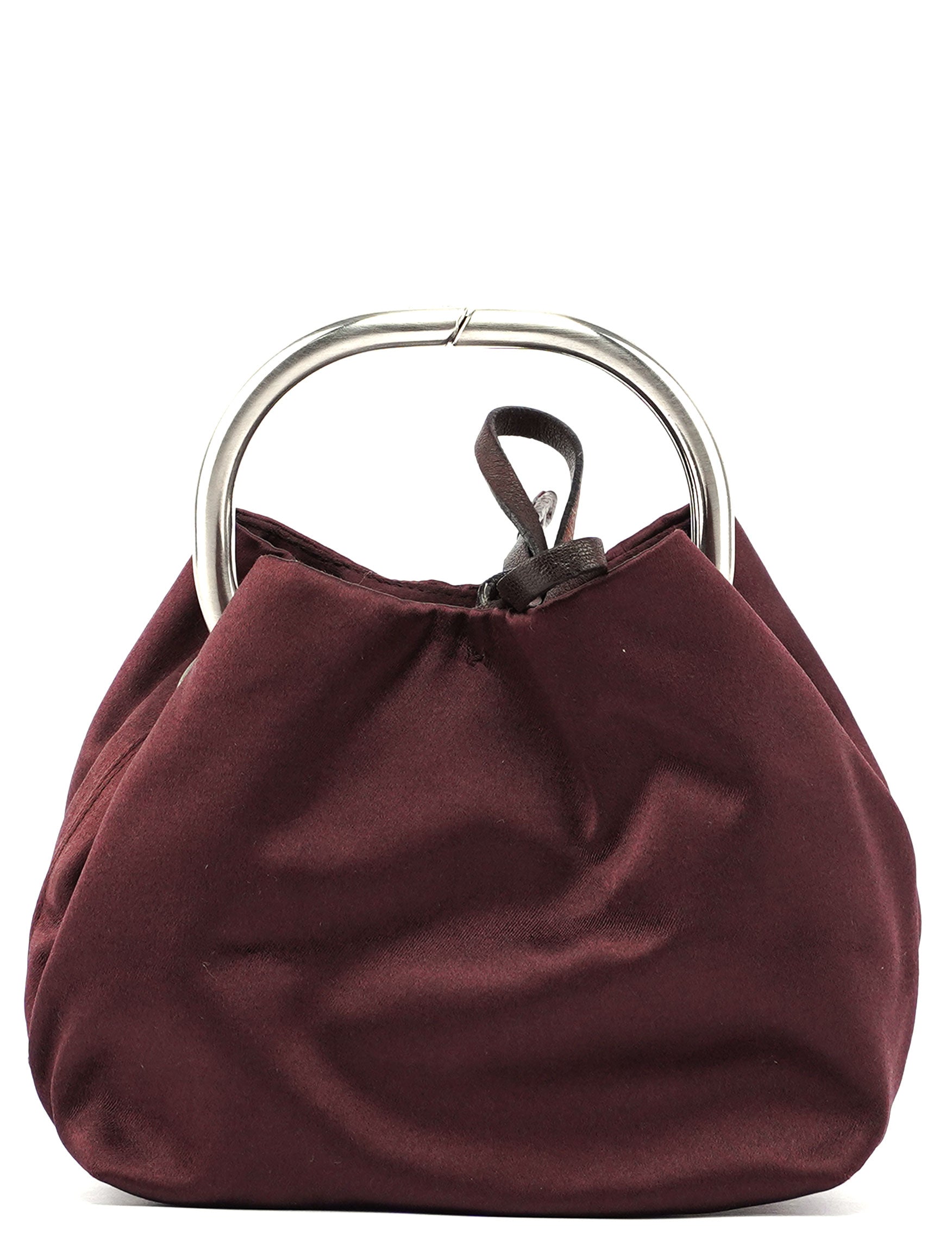 Prada Mini Ring Bag aus Satin in Bordeaux