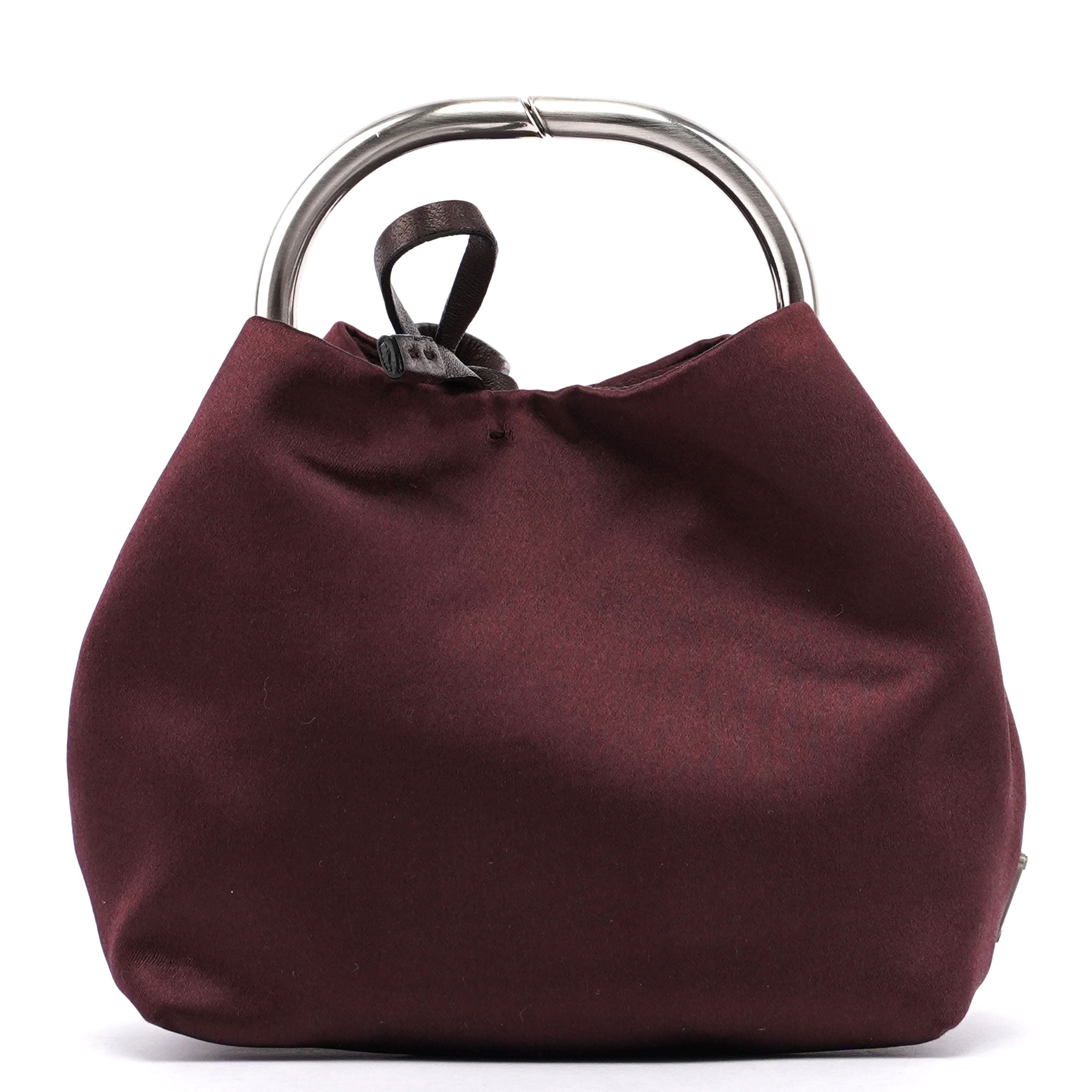 Prada Mini Ring Bag aus Satin in Bordeaux