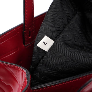 Prada Burgundy Spazzolato Embossed Tote Bag