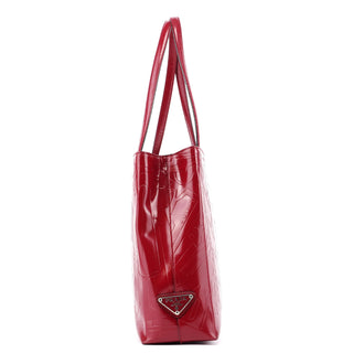 Prada Burgundy Spazzolato Embossed Tote Bag