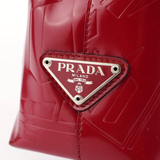 Prada Burgundy Spazzolato Embossed Tote Bag