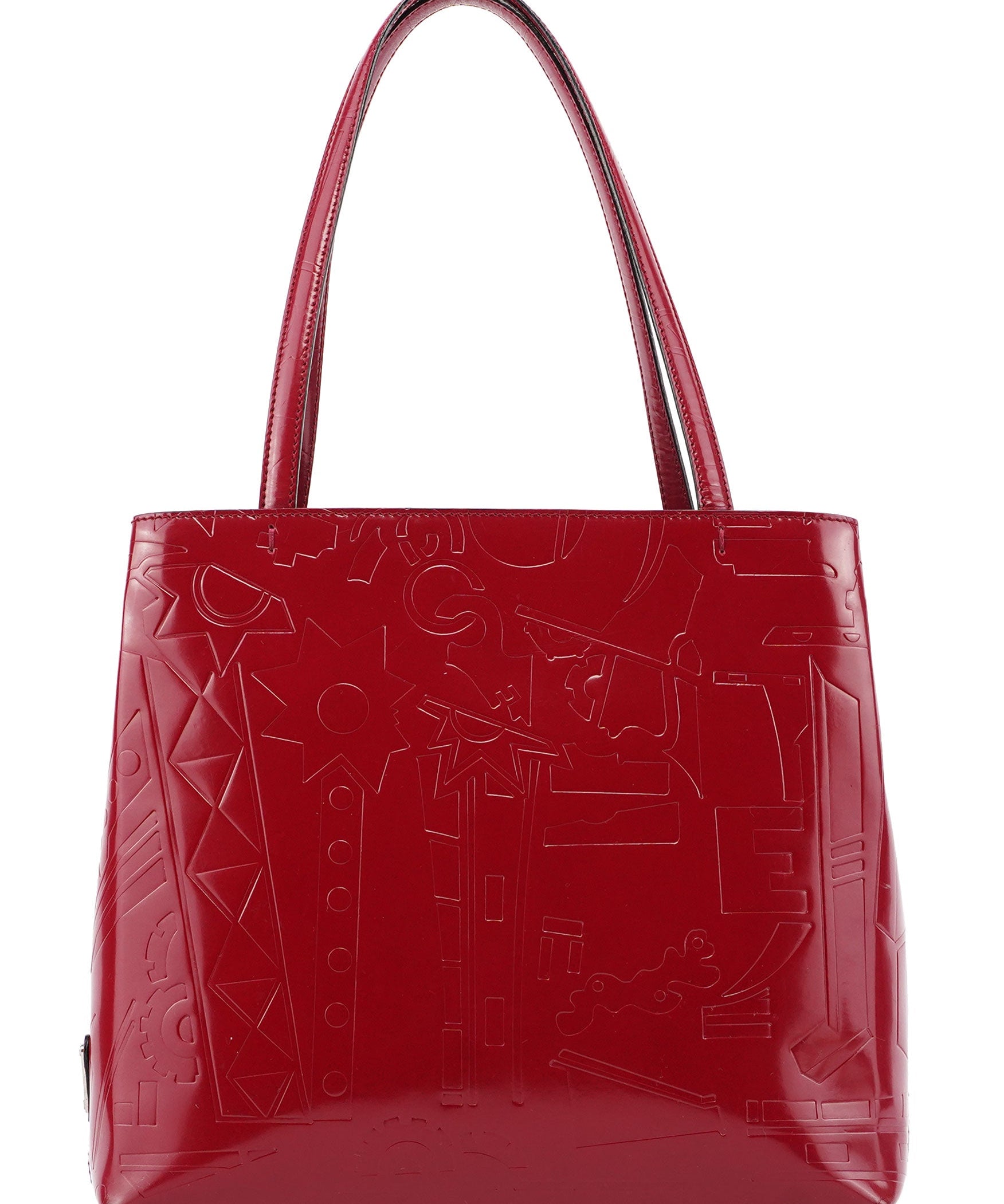Prada Burgundy Spazzolato Embossed Tote Bag
