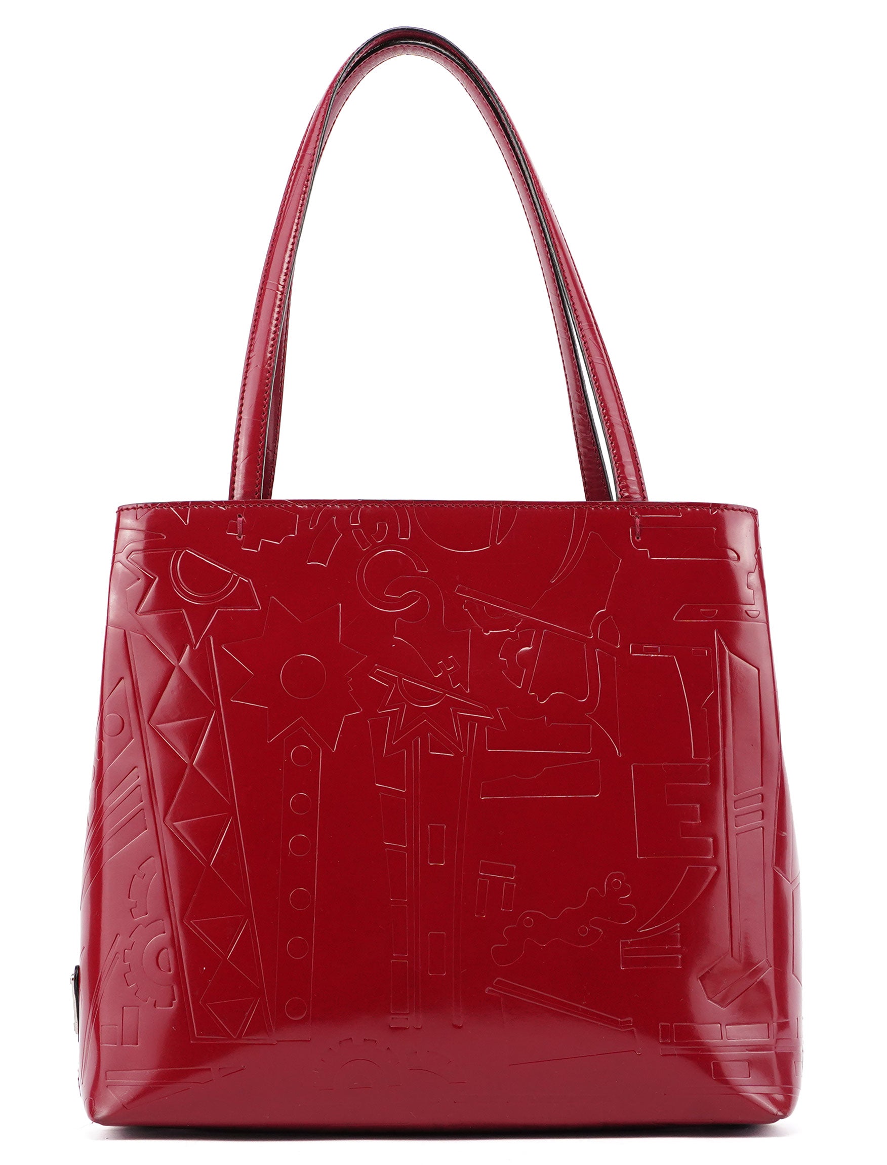 Prada Burgundy Spazzolato Embossed Tote Bag