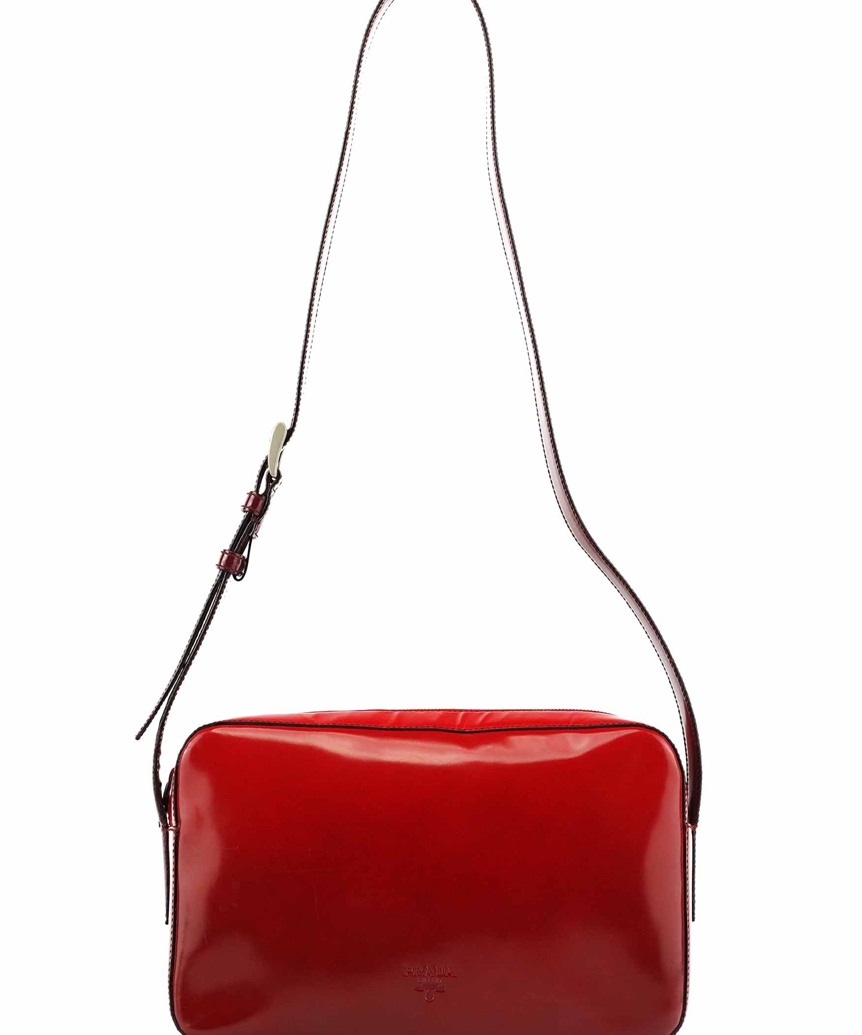 Prada Burgundy Spazzolato Leather Shoulder Bag