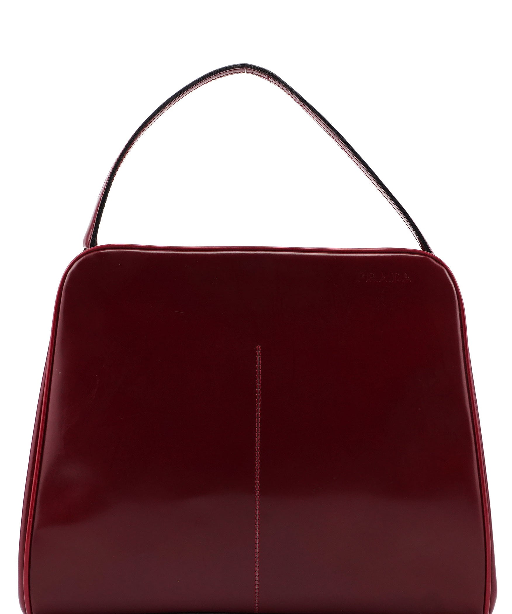 Prada Burgundy Spazzolato Top Handle Clutch Bag