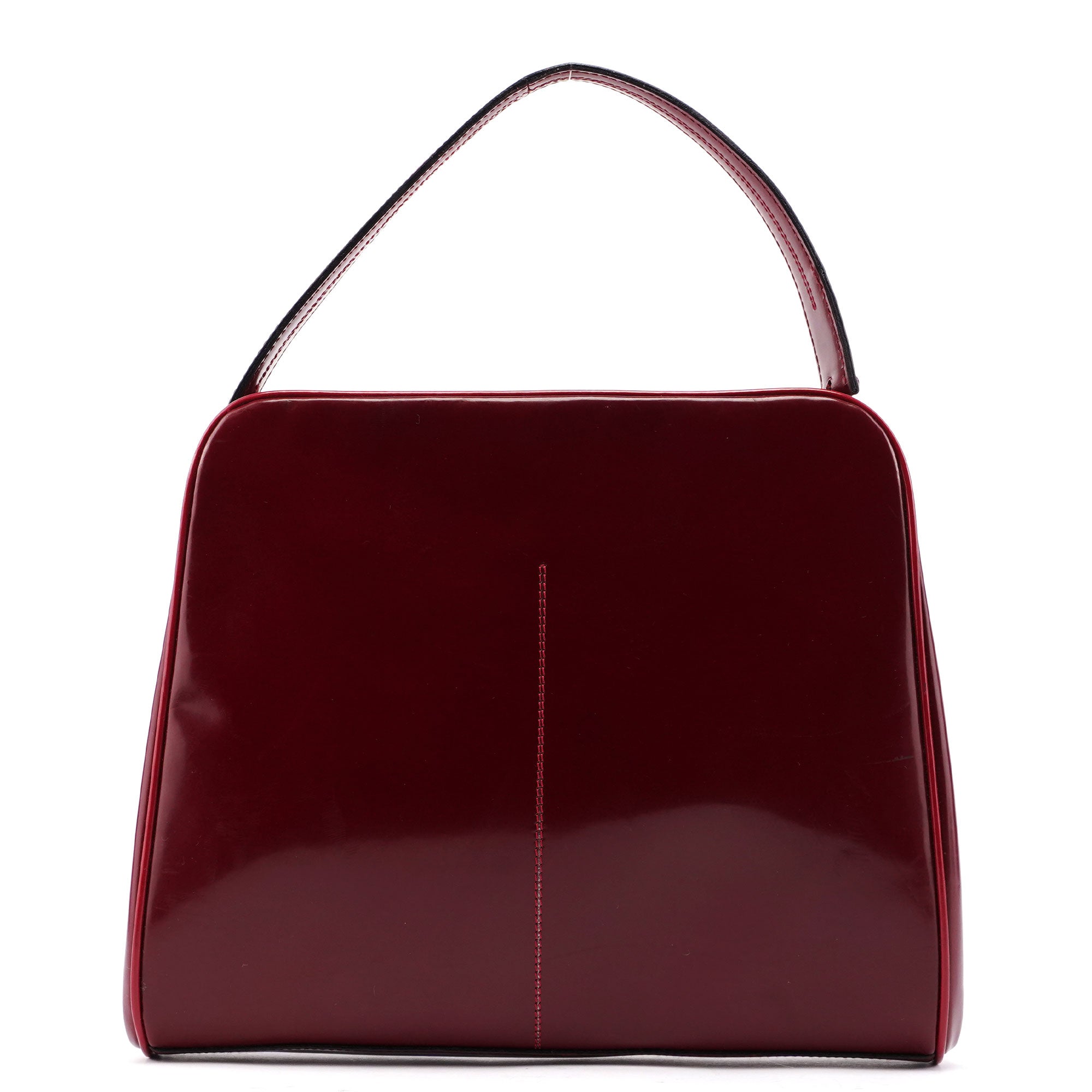 Prada Burgundy Spazzolato Top Handle Clutch Bag