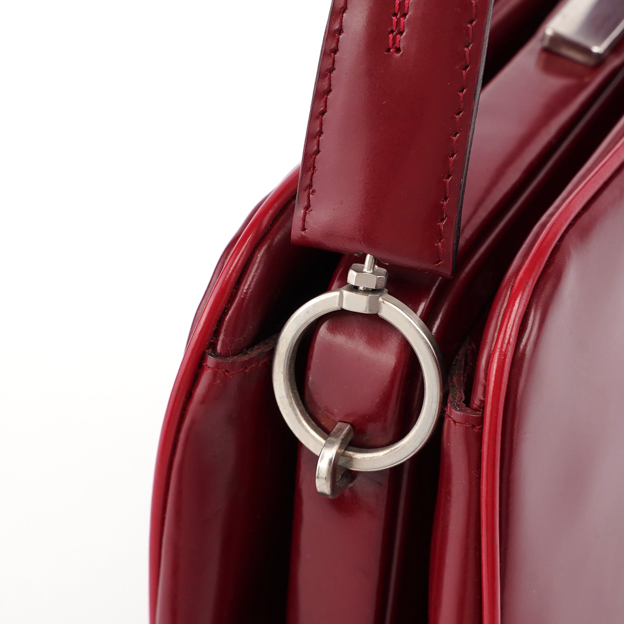 Prada Burgundy Spazzolato Top Handle Clutch Bag