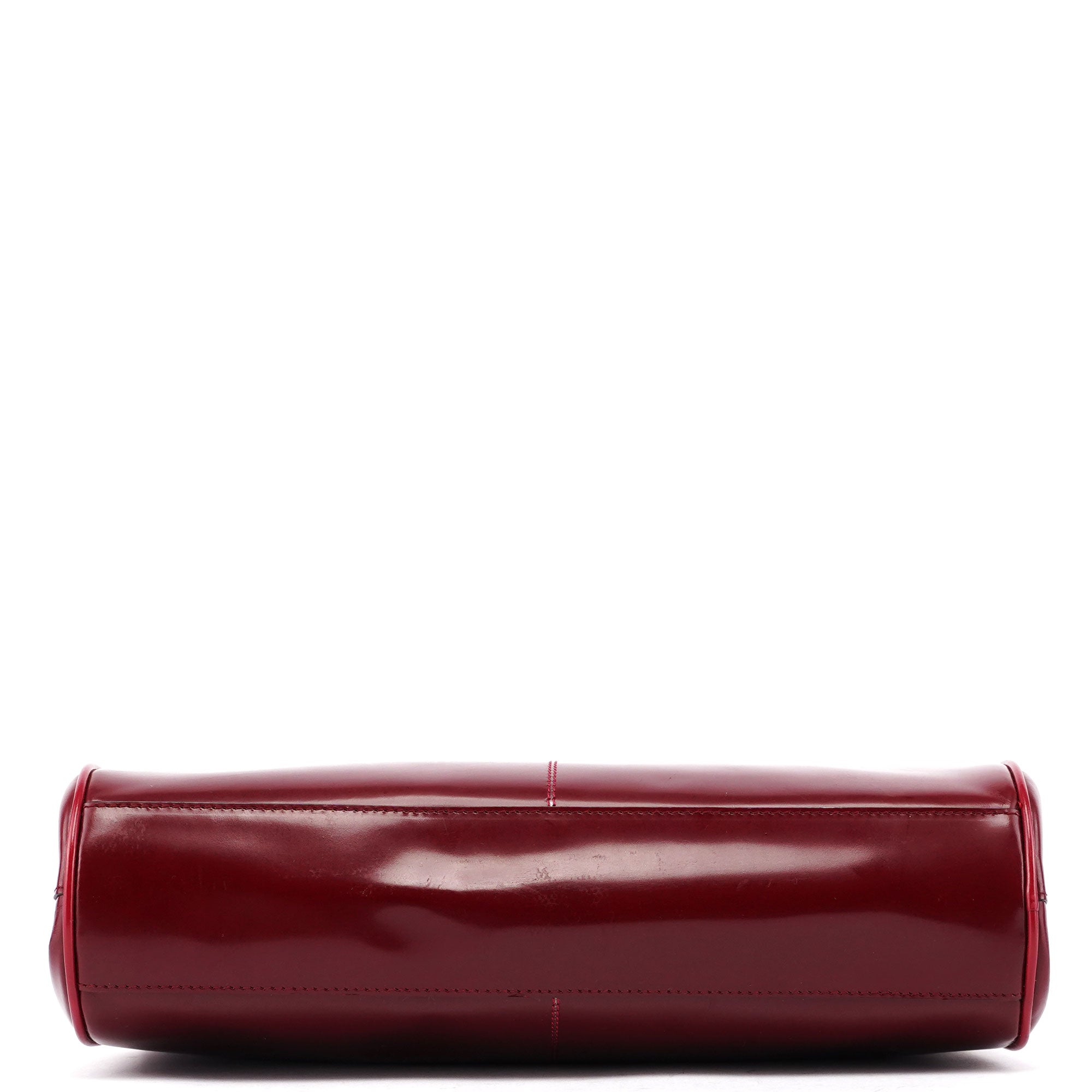 Prada Burgundy Spazzolato Top Handle Clutch Bag