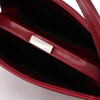 Prada Burgundy Spazzolato Top Handle Clutch Bag