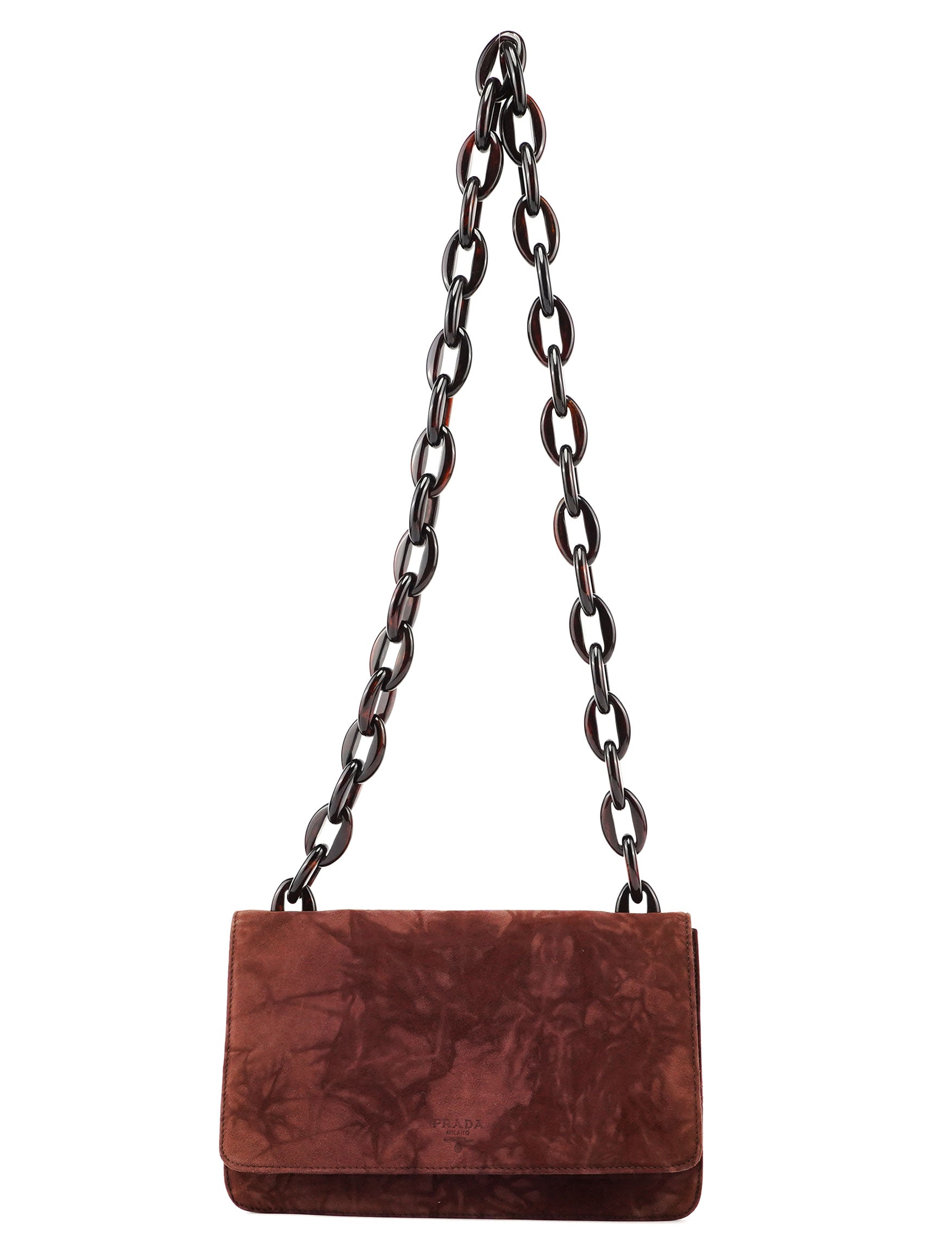 Prada Tie-Dye Schultertasche mit Kunststoffhenkel in Bordeaux