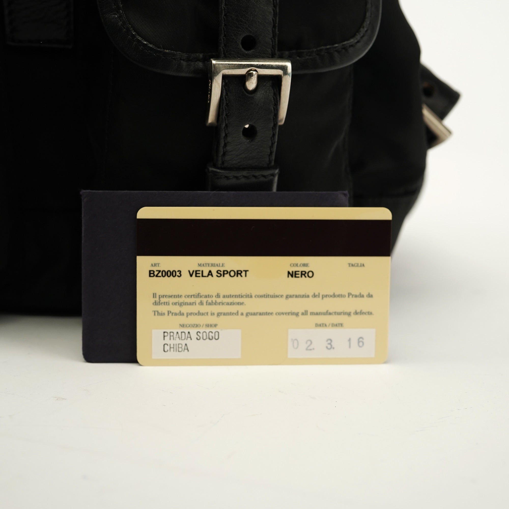Prada BZ0003 Black Tessuto Vela Backpack