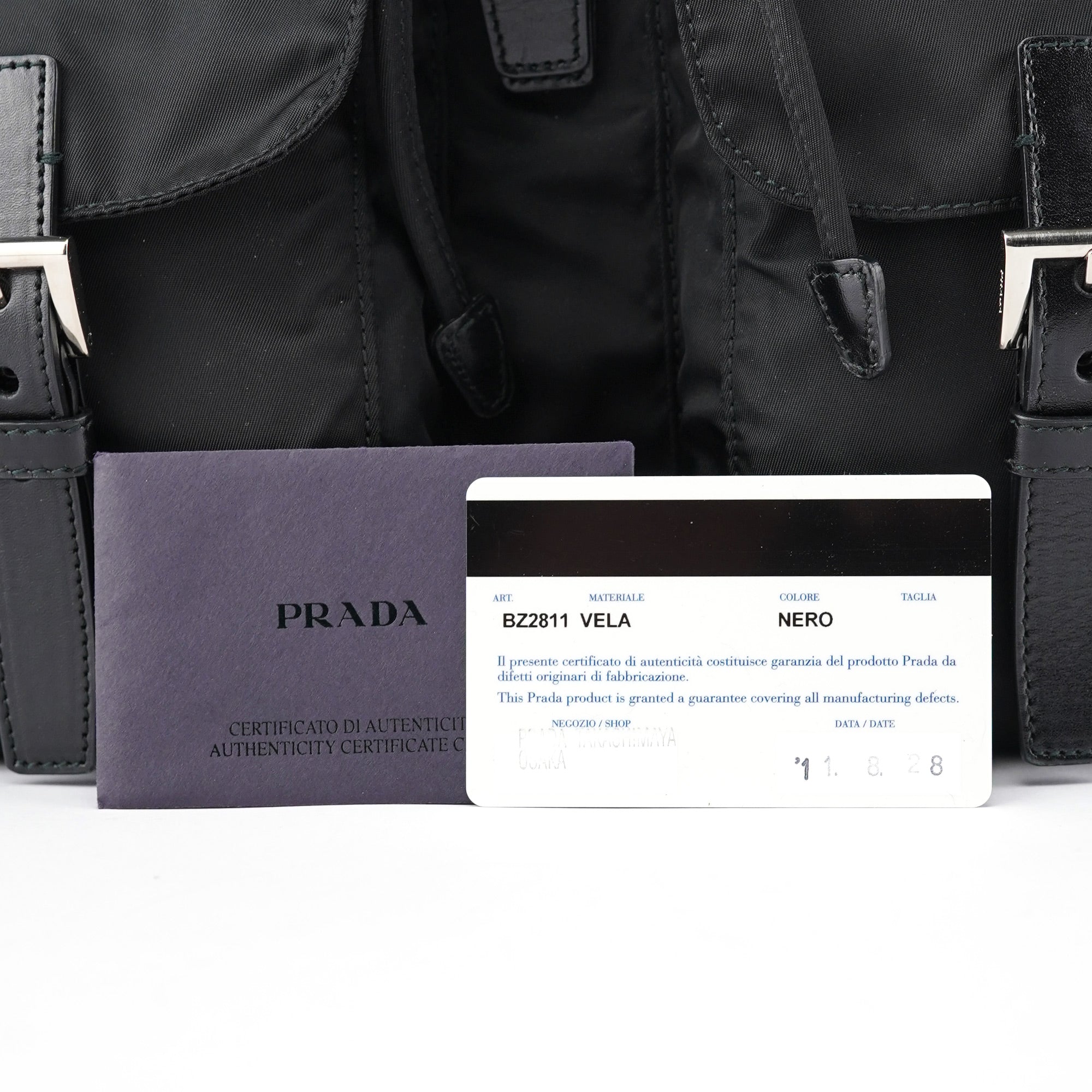 Prada BZ2811 Black Tessuto Vela Backpack