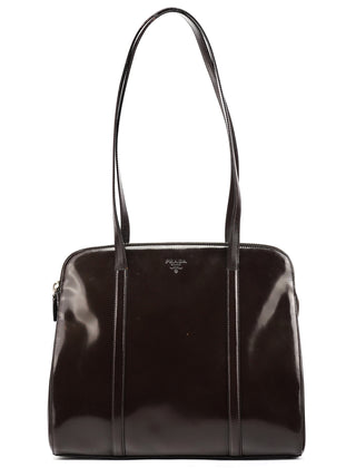 Prada Dark Brown Spazzolato Shoulder Bag