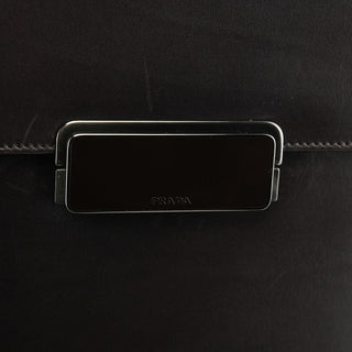 Prada Dark Brown Vitello Buckle Shoulder Bag