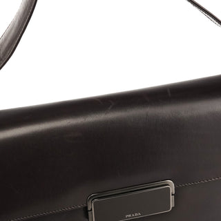 Prada Dark Brown Vitello Buckle Shoulder Bag