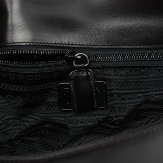 Prada Dark Brown Vitello Buckle Shoulder Bag