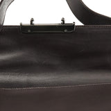 Prada Sac porté épaule Vitello Buckle en cuir de veau marron foncé