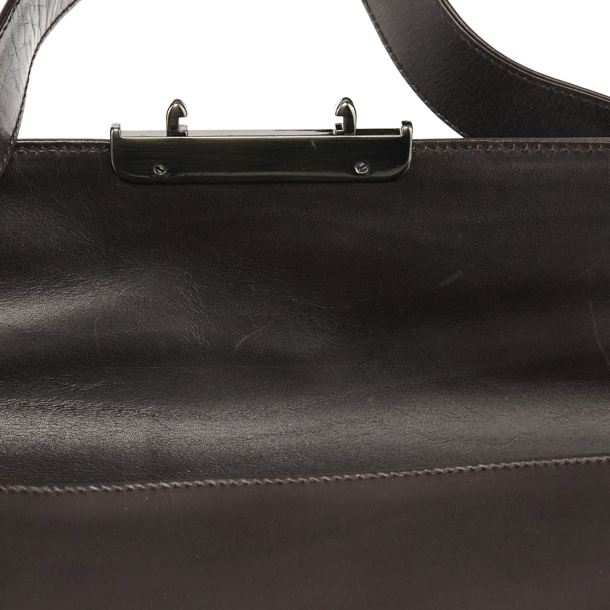 Prada Sac porté épaule Vitello Buckle en cuir de veau marron foncé