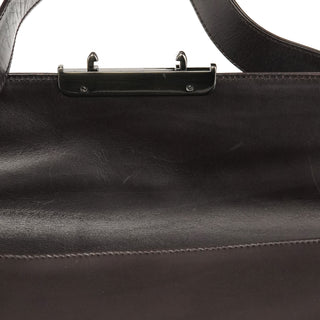 Prada Dark Brown Vitello Buckle Shoulder Bag
