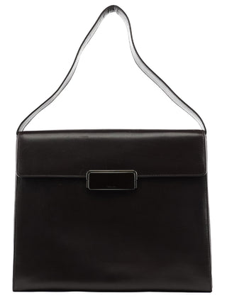 Prada Dark Brown Vitello Buckle Shoulder Bag