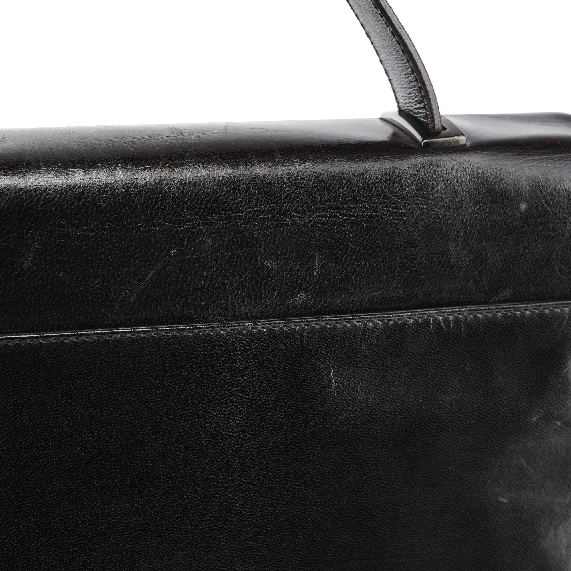 Prada Dark Brown Vitello Buckle Top Handle Bag