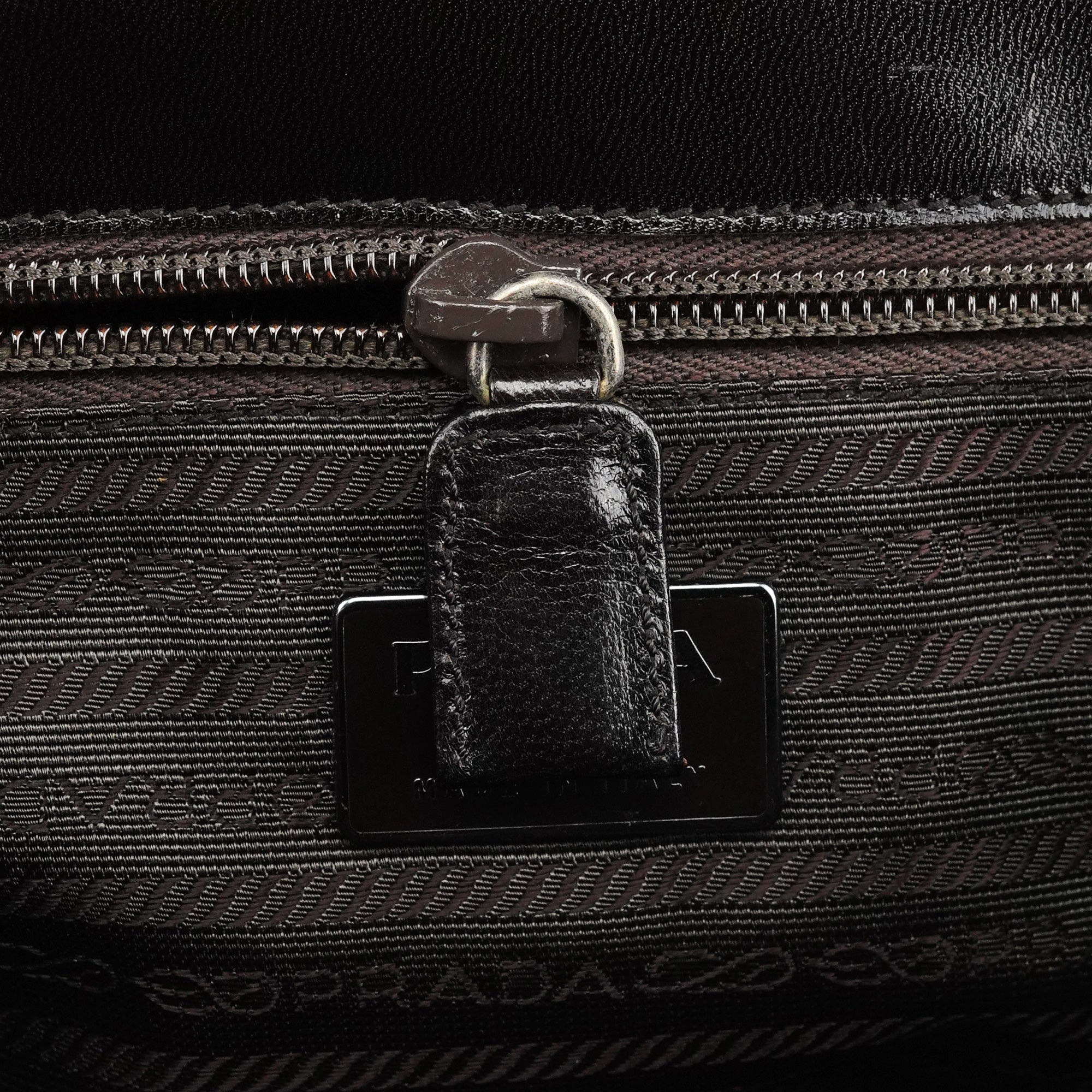 Prada Dark Brown Vitello Buckle Top Handle Bag