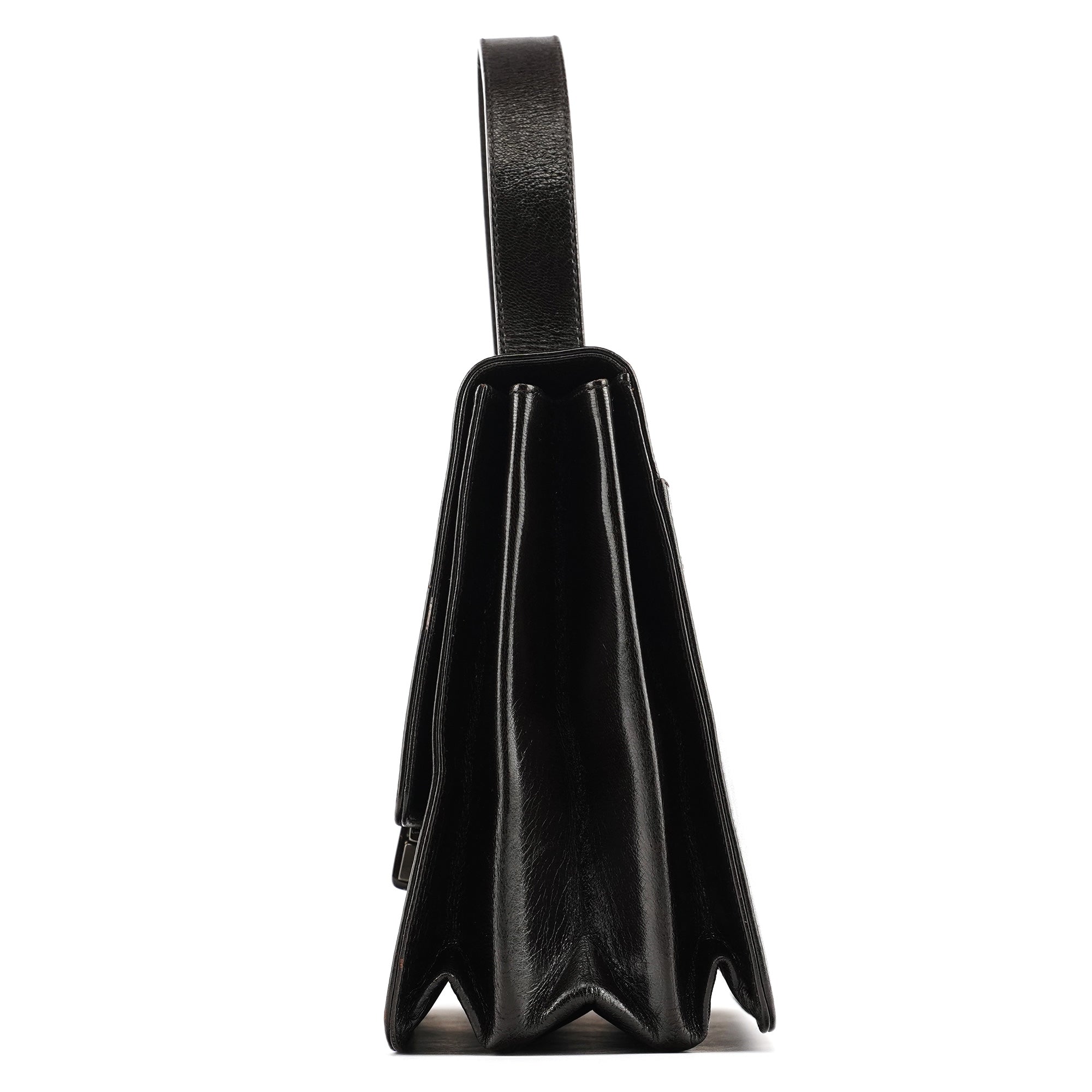 Prada Dark Brown Vitello Buckle Top Handle Bag