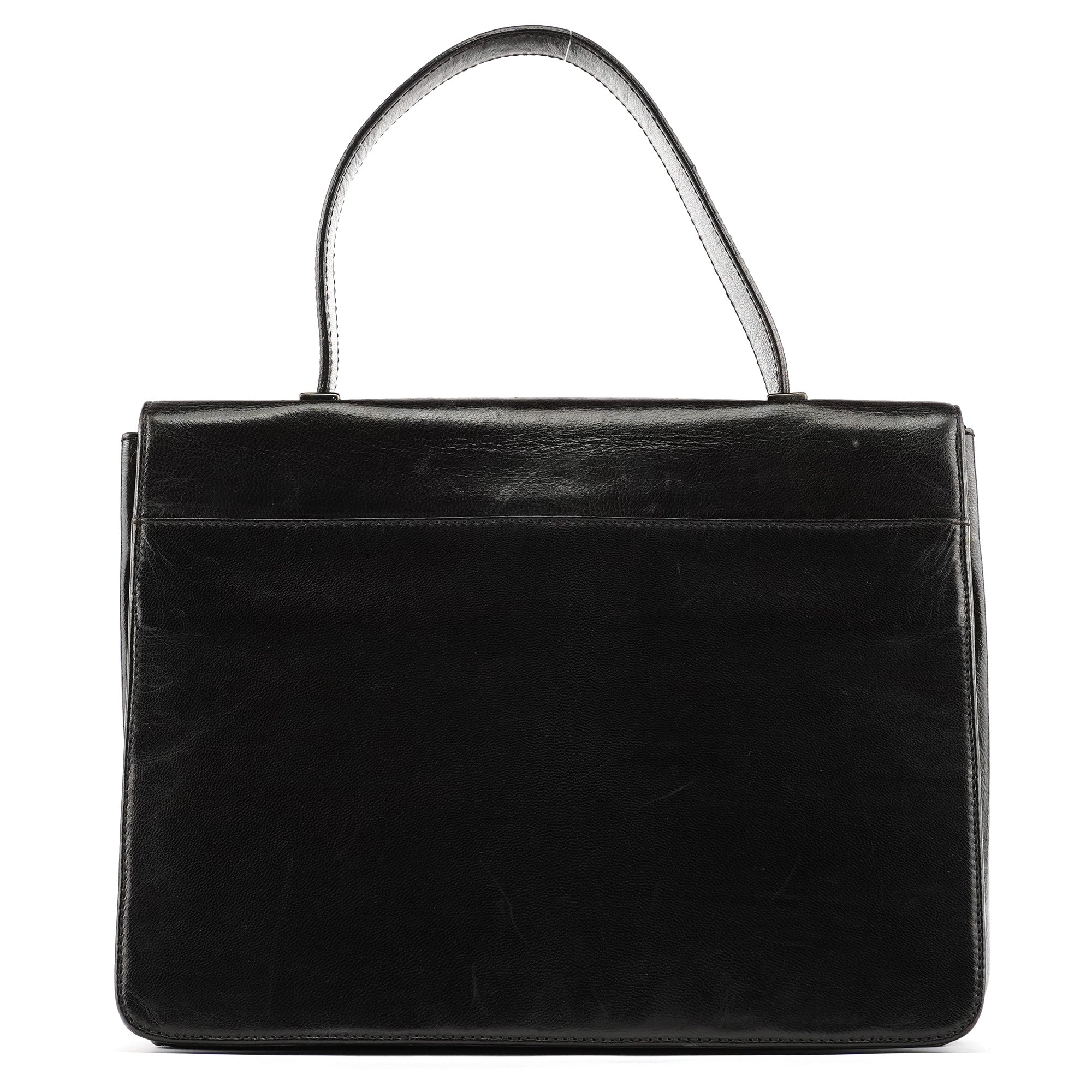 Prada Dark Brown Vitello Buckle Top Handle Bag