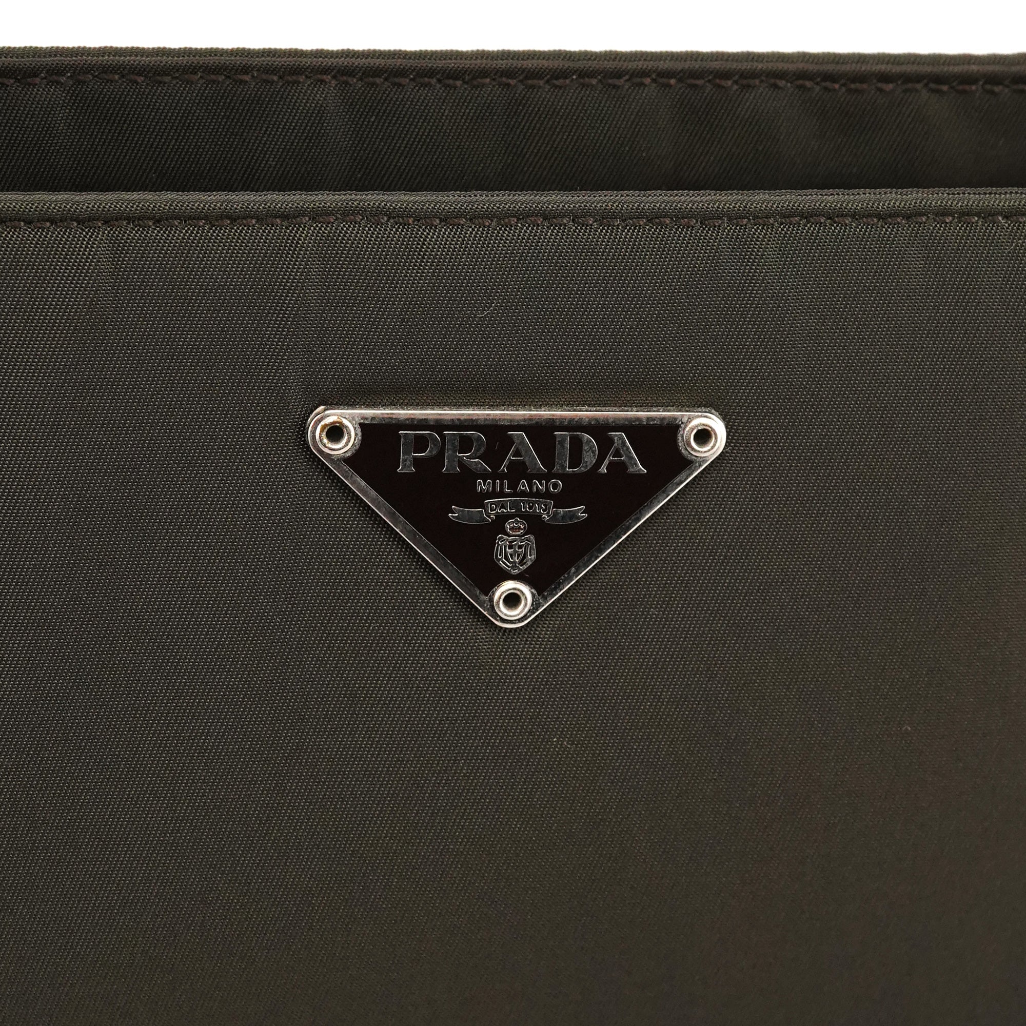 Prada Dark Green Tessuto Chic Nylon Shoulder Bag
