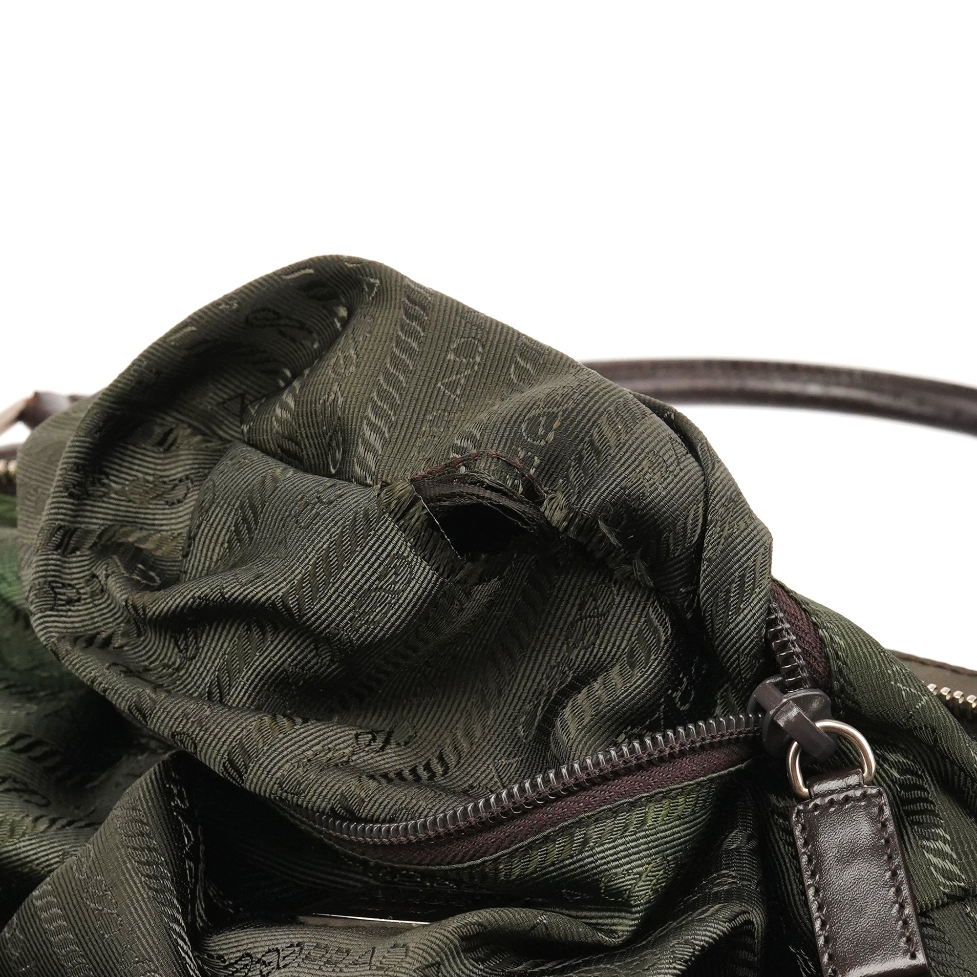 Prada Dark Green Tessuto Chic Nylon Shoulder Bag