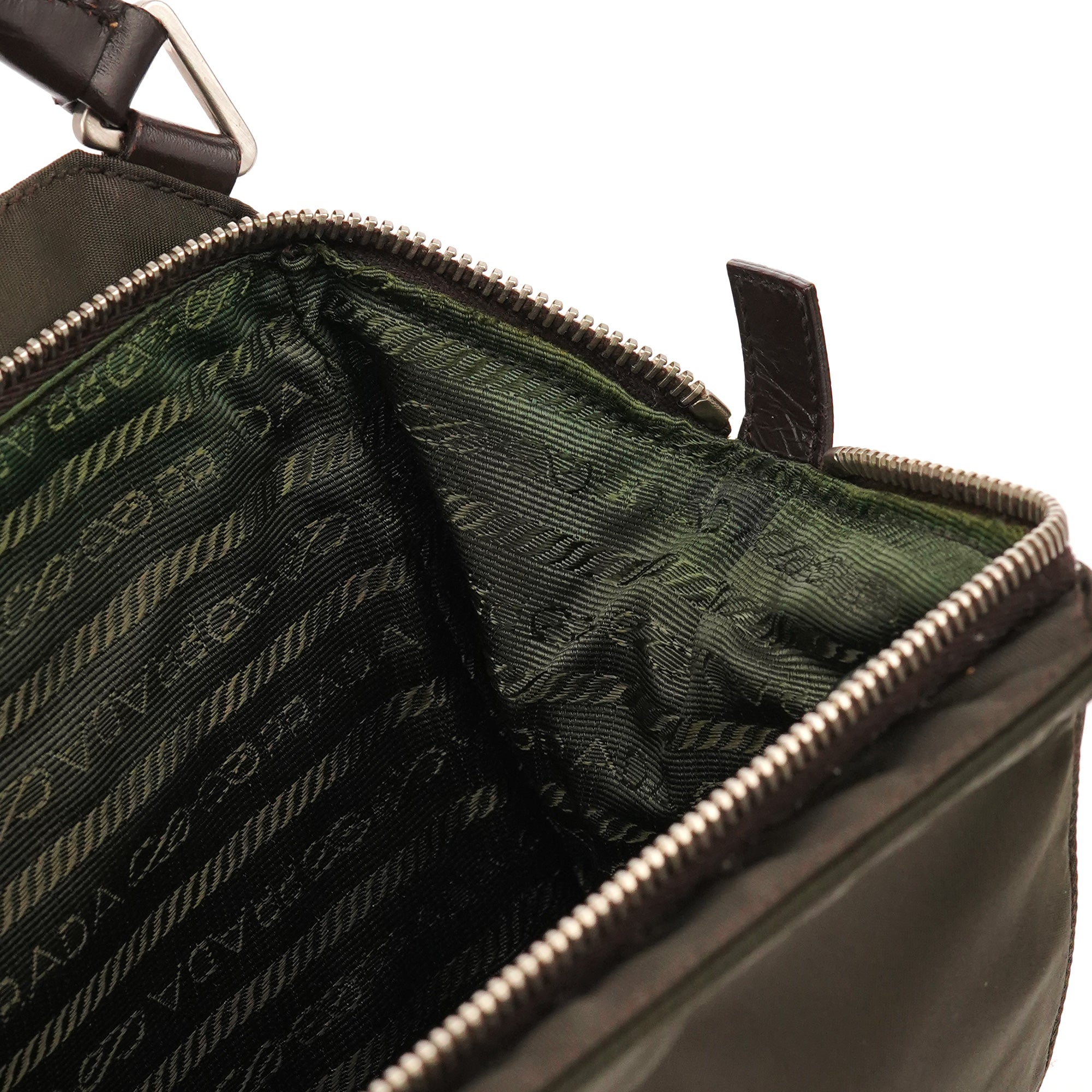 Prada Dark Green Tessuto Chic Nylon Shoulder Bag