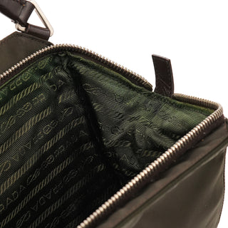 Prada Dark Green Tessuto Chic Nylon Shoulder Bag
