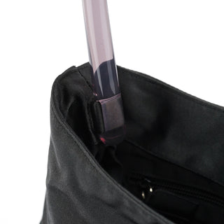 Prada Dark Grey Satin Plastic Handle Shoulder Bag