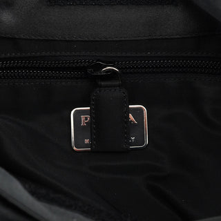 Prada Dark Grey Satin Plastic Handle Shoulder Bag