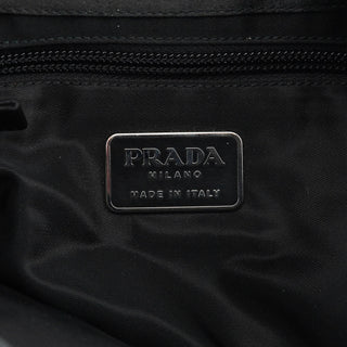 Prada Dark Grey Satin Plastic Handle Shoulder Bag