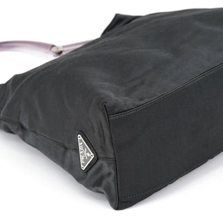 Prada Dark Grey Satin Plastic Handle Shoulder Bag