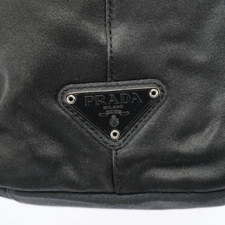 Prada Dark Grey Satin Plastic Handle Shoulder Bag