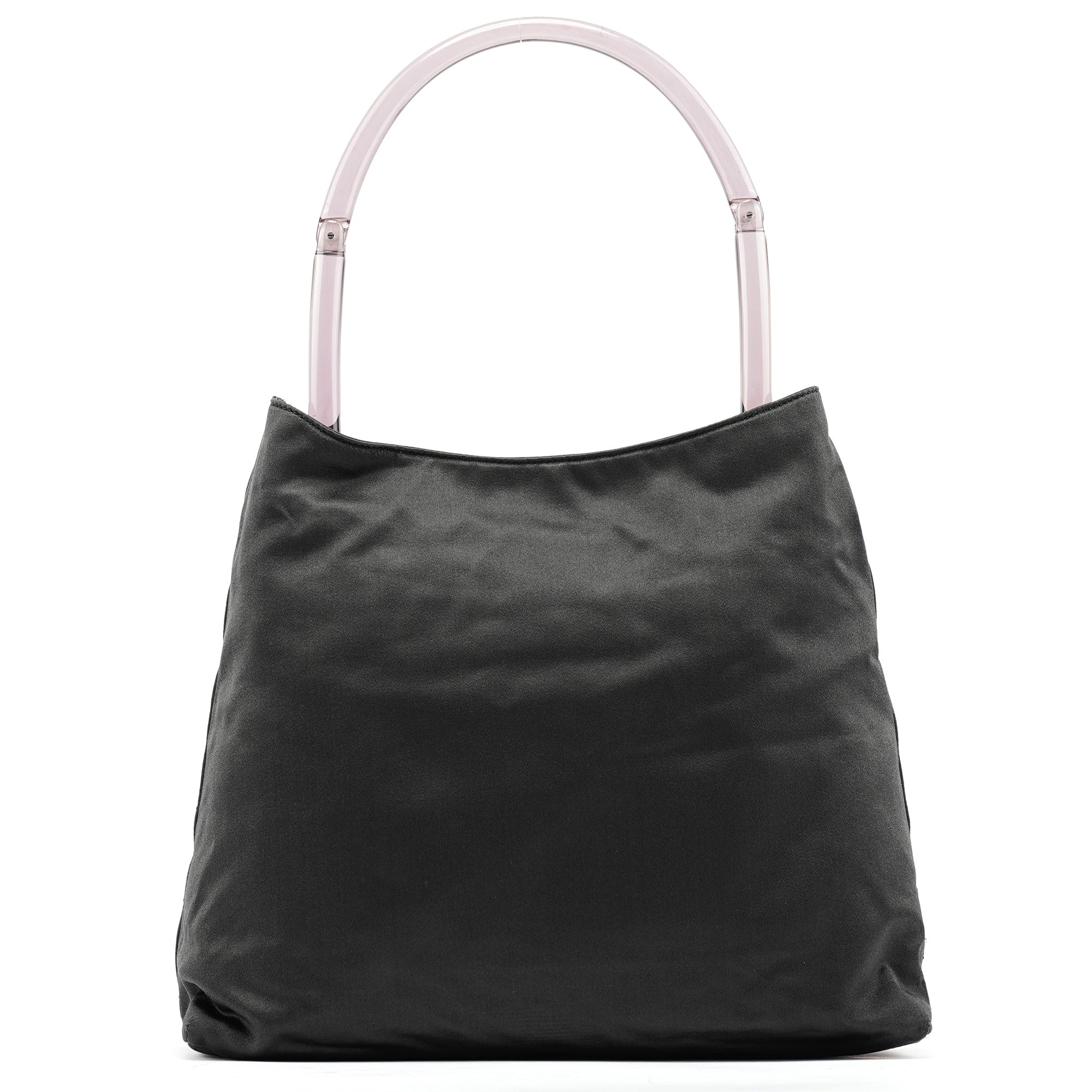 Prada Sac porté épaule en satin gris foncé à anse en plastique