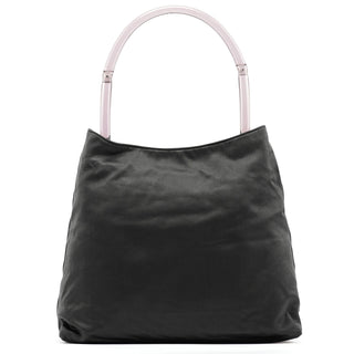 Prada Dark Grey Satin Plastic Handle Shoulder Bag