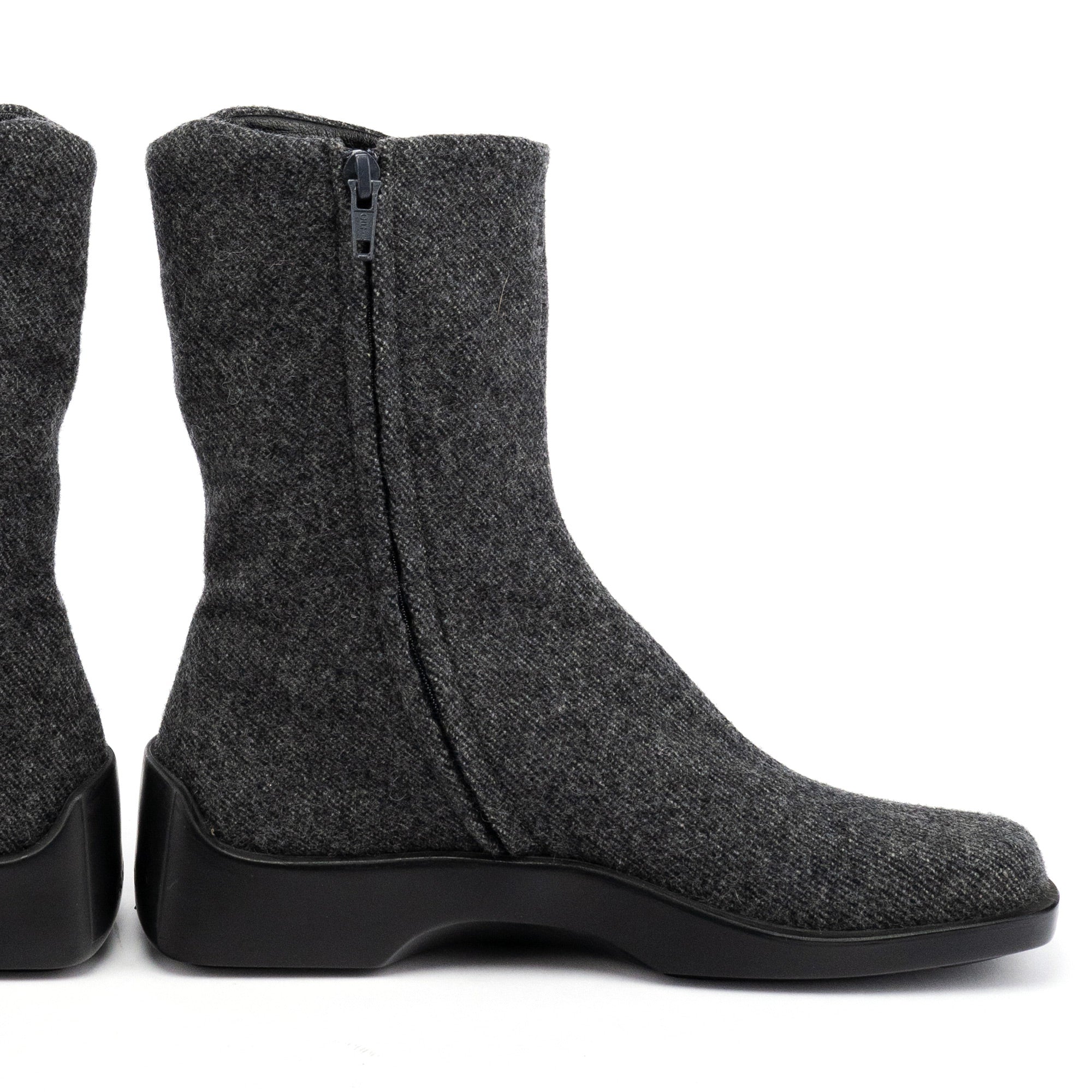 Prada Fall 1999 Anthracite Wool Platform Boots