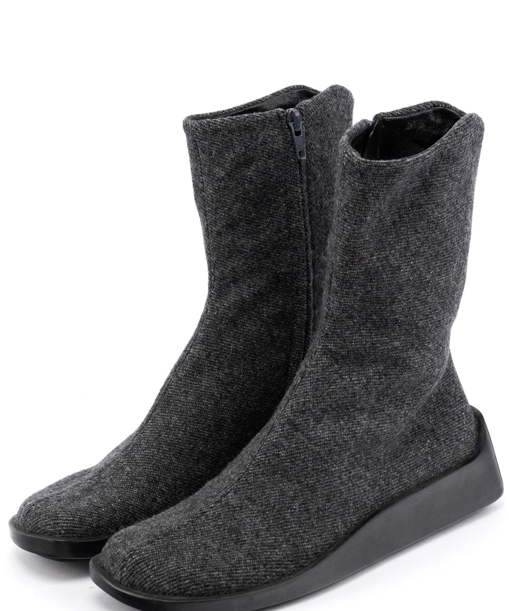 Prada Fall 1999 Anthracite Wool Platform Boots
