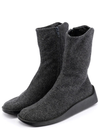 Prada Fall 1999 Anthracite Wool Platform Boots