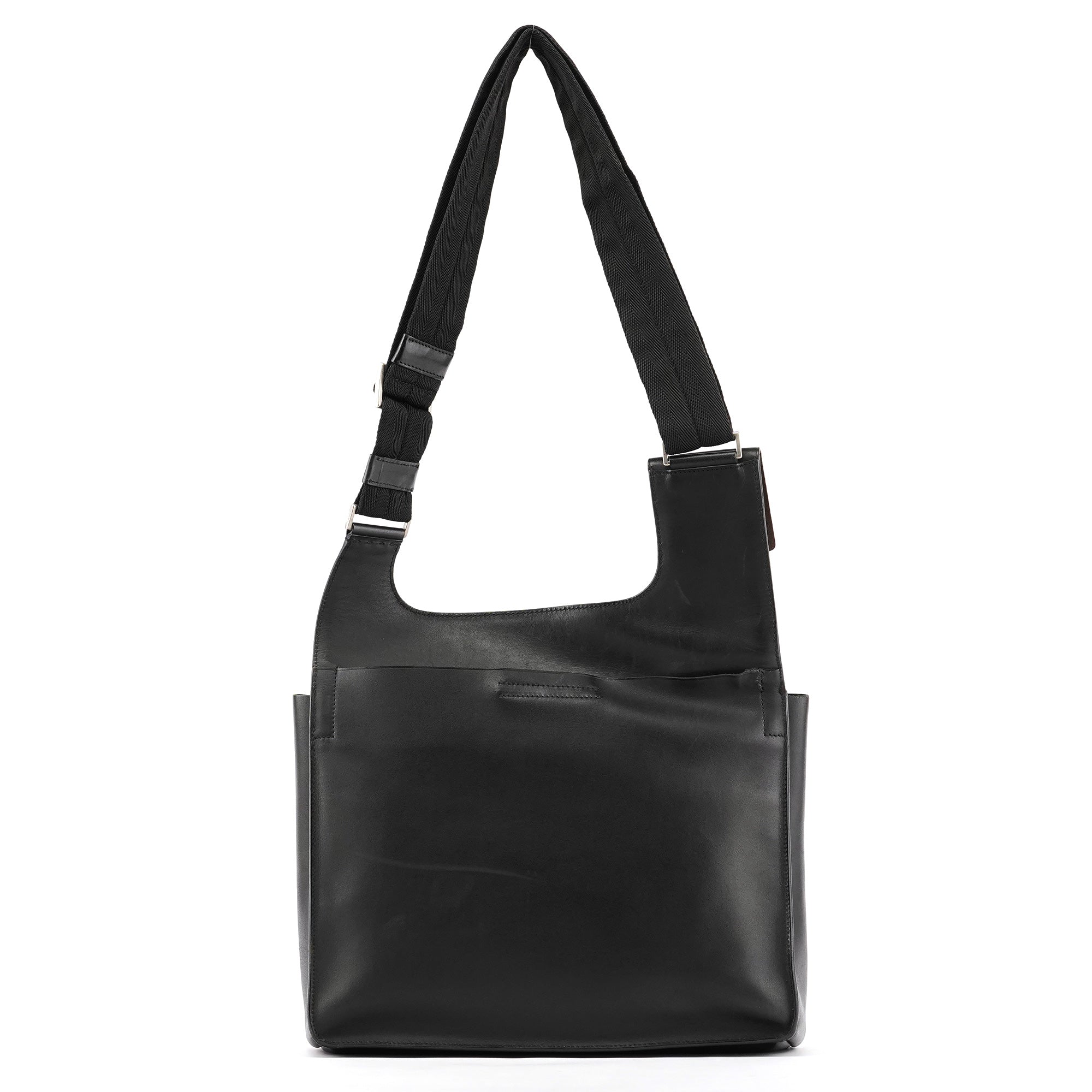Prada Autunno 1999 Borsa a spalla con fibbia in pelle nera