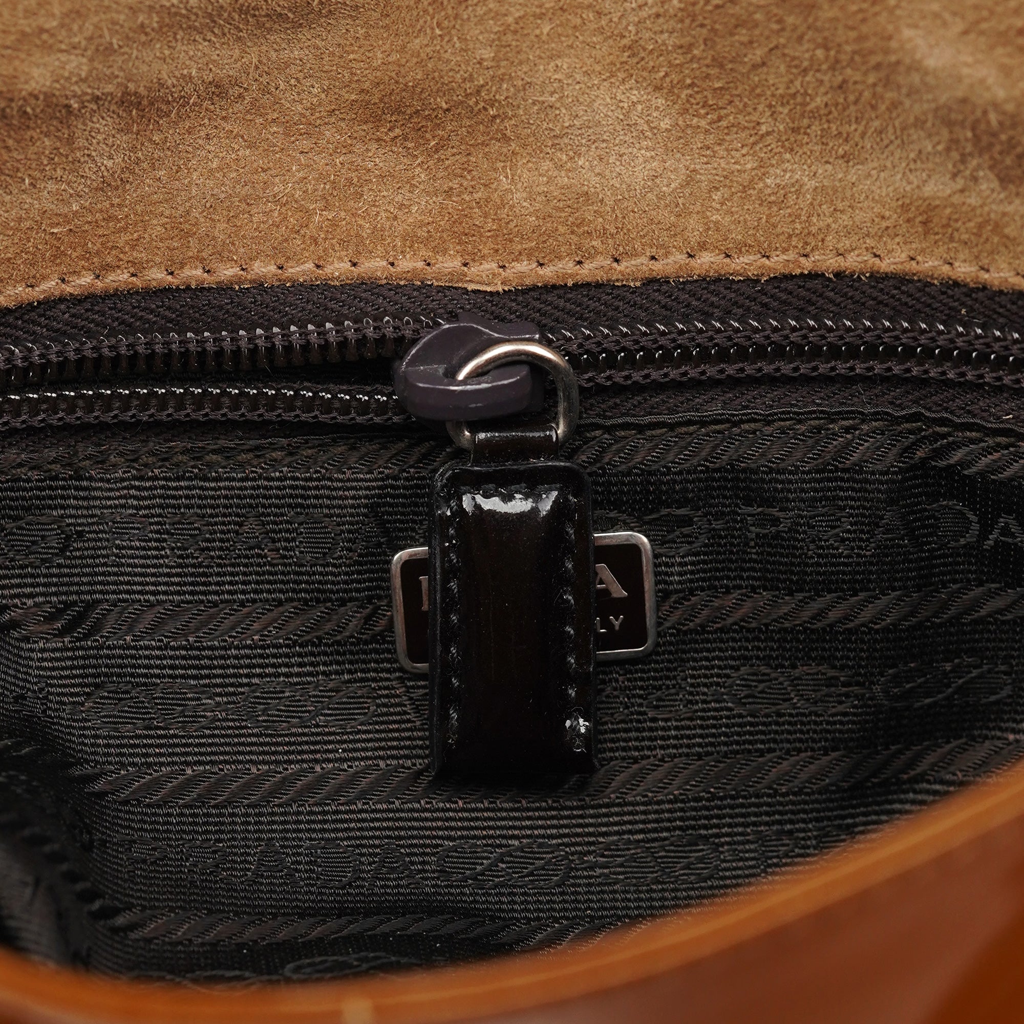 Prada Fall 1999 Brown Patent Leather Eyelet Shoulder Bag