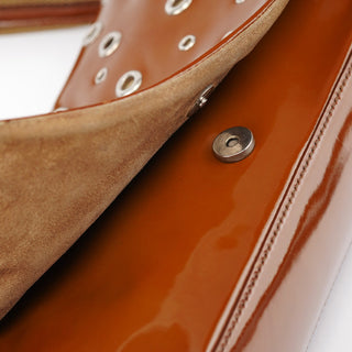 Prada Fall 1999 Brown Patent Leather Eyelet Shoulder Bag