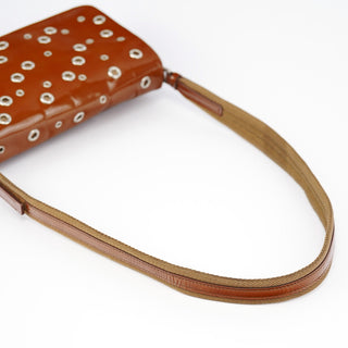 Prada Fall 1999 Brown Patent Leather Eyelet Shoulder Bag