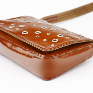 Prada Fall 1999 Brown Patent Leather Eyelet Shoulder Bag