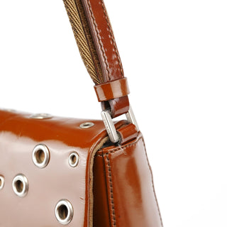 Prada Fall 1999 Brown Patent Leather Eyelet Shoulder Bag